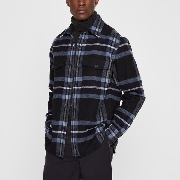 Long Sleeve Cozy Plaid Overshirt - New With Tags - NEVER WORN - Black